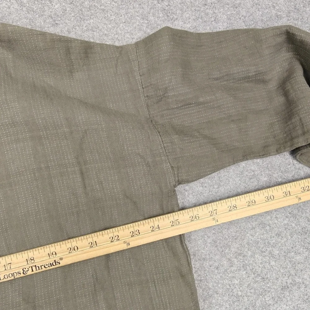 Eileen Fisher Jacket Womens SP Green Organic Cotton Linen Kimono Plaid Lined - Picture 9 of 10